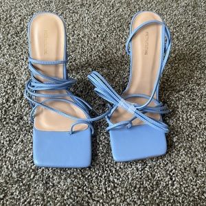 Baby blue Square toed heels